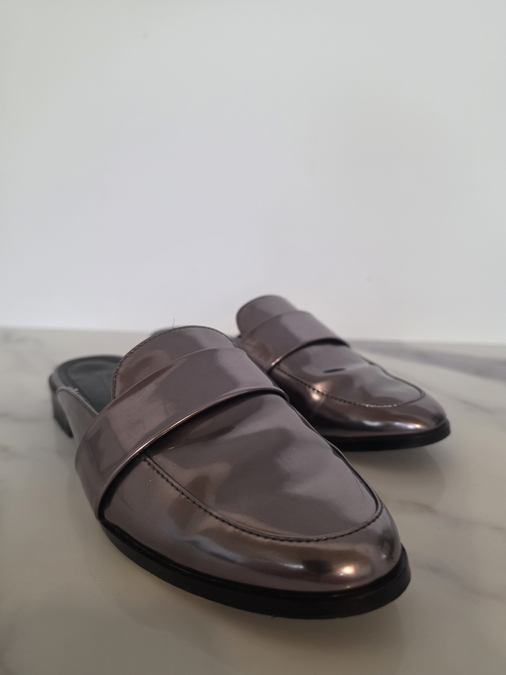 Charles By Charles David Metallic Mauve Slip-On Mules